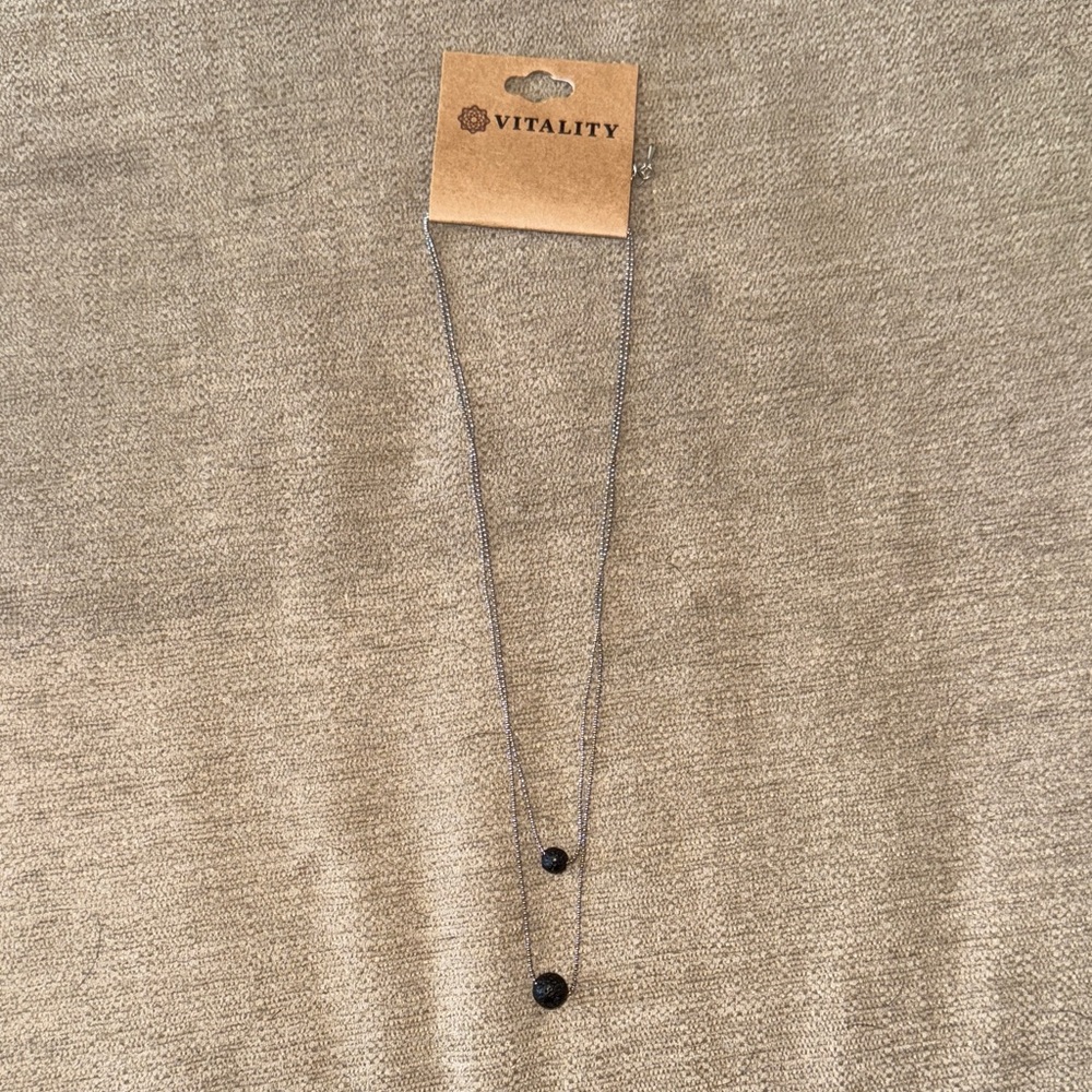 Sterling silver with black volcanic rock for essential oils